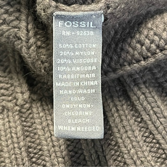Fossil Brown Cable Knit Mock Neck Sweater Men’s Size Large NEW - Picture 7 of 7